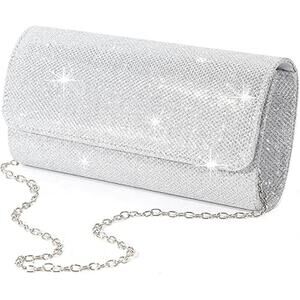 LovyoCoCo Womens Silver Evening Bag Clutch Purses Sparkling Party Handbag
